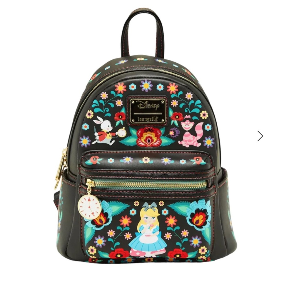 NWT Loungefly Disney Alice in Wonderland Characters Floral Mini Backpack